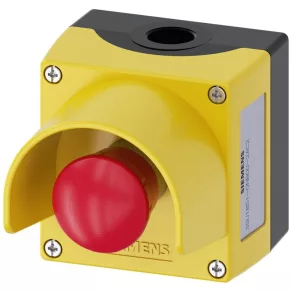   Buton de urgență în carcasă Siemens 3SU1851-0NB00-2AC2 cu guler de protecție, 2NC, deblocare prin rotire, metal Sirius