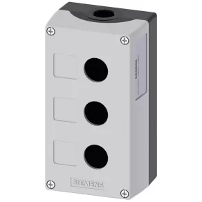   Carcasă buton Siemens 3SU1853-0AA00-0AB1, din metal, cu 3 orificii, gri Sirius