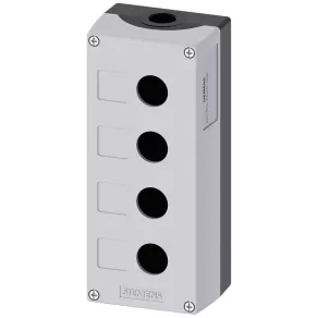   Carcasă buton Siemens 3SU1854-0AA00-0AB1, metalică, cu 4 orificii, gri Sirius