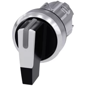   Cap de comutator cu indicator luminos Siemens 3SU1052-2CM60-0AA0, cu 3 poziții, cu revenire automată, alb, cu manetă lungă, din metal Sirius