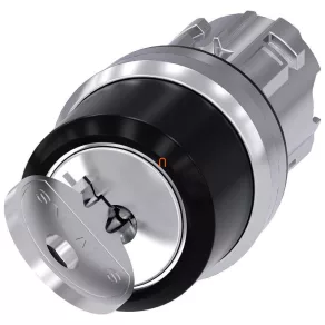   Cap de comutare cu cheie Siemens 3SU1050-4CC01-0AA0, cu 2 poziții, cu revenire automată, cheie RONIS 455 detașabilă în poziția O, metal Sirius