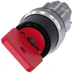   Cap de comutare cu cheie Siemens 3SU1050-4FC01-0AA0, cu 2 poziții, cu revenire automată, din metal, O.M.R. 73037, roșu