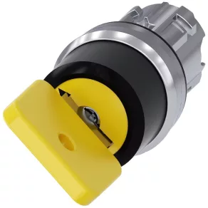   Cap de comutare cu cheie Siemens 3SU1050-4JC01-0AA0, cu 2 poziții, cu revenire automată, din metal, O.M.R. 73033, galben