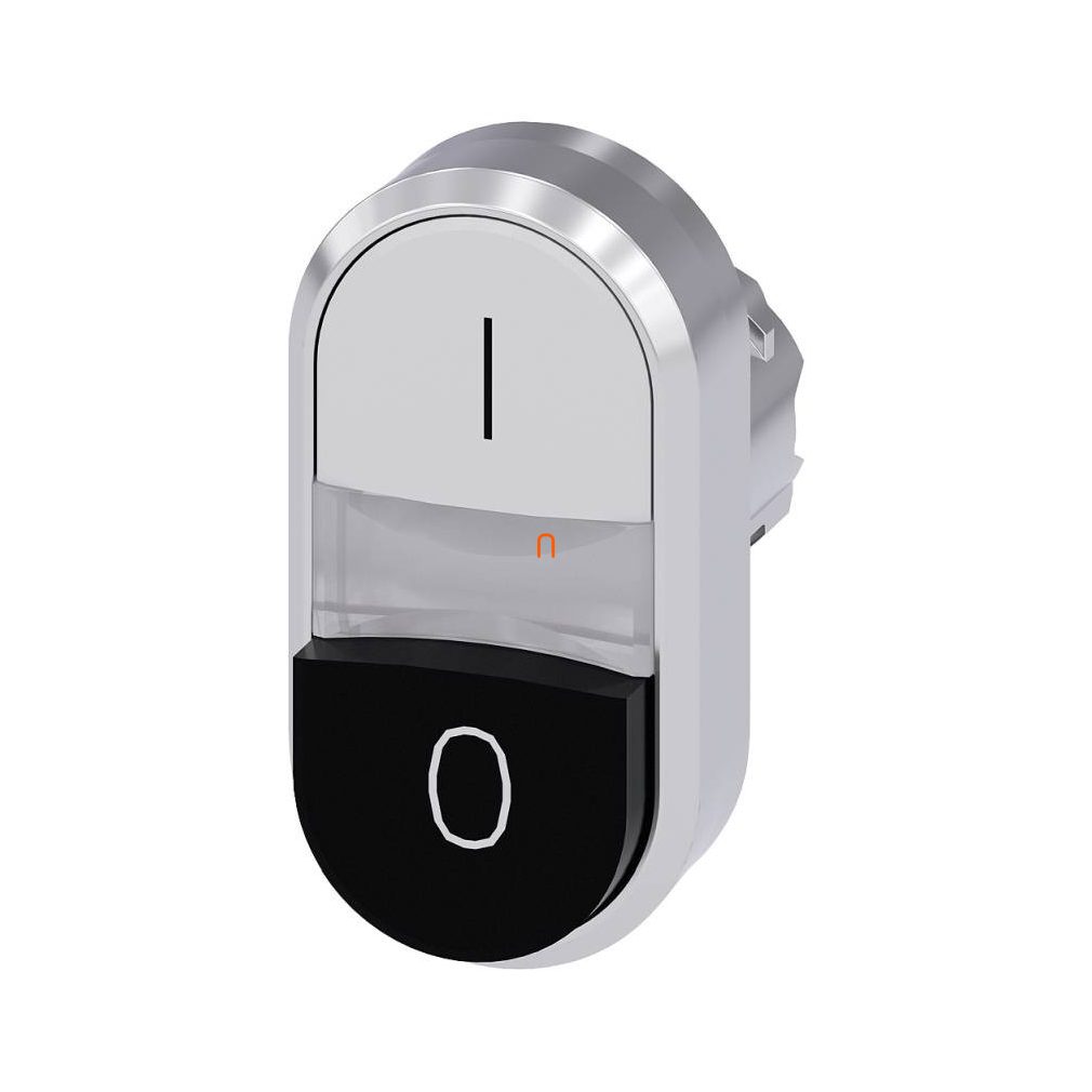 Siemens 3SU1051-3BB61-0AK0 buton cu cap dublu, alb (I) / negru proeminent (O), iluminat, metal Sirius