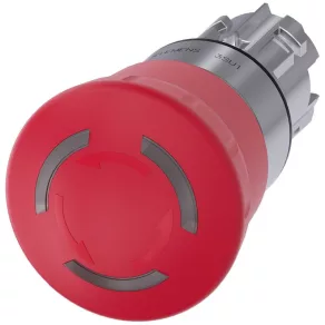   Cap buton de urgență luminos Siemens 3SU1051-1HB20-0AA0, 40 mm, roșu, deblocare prin rotire, metal Sirius