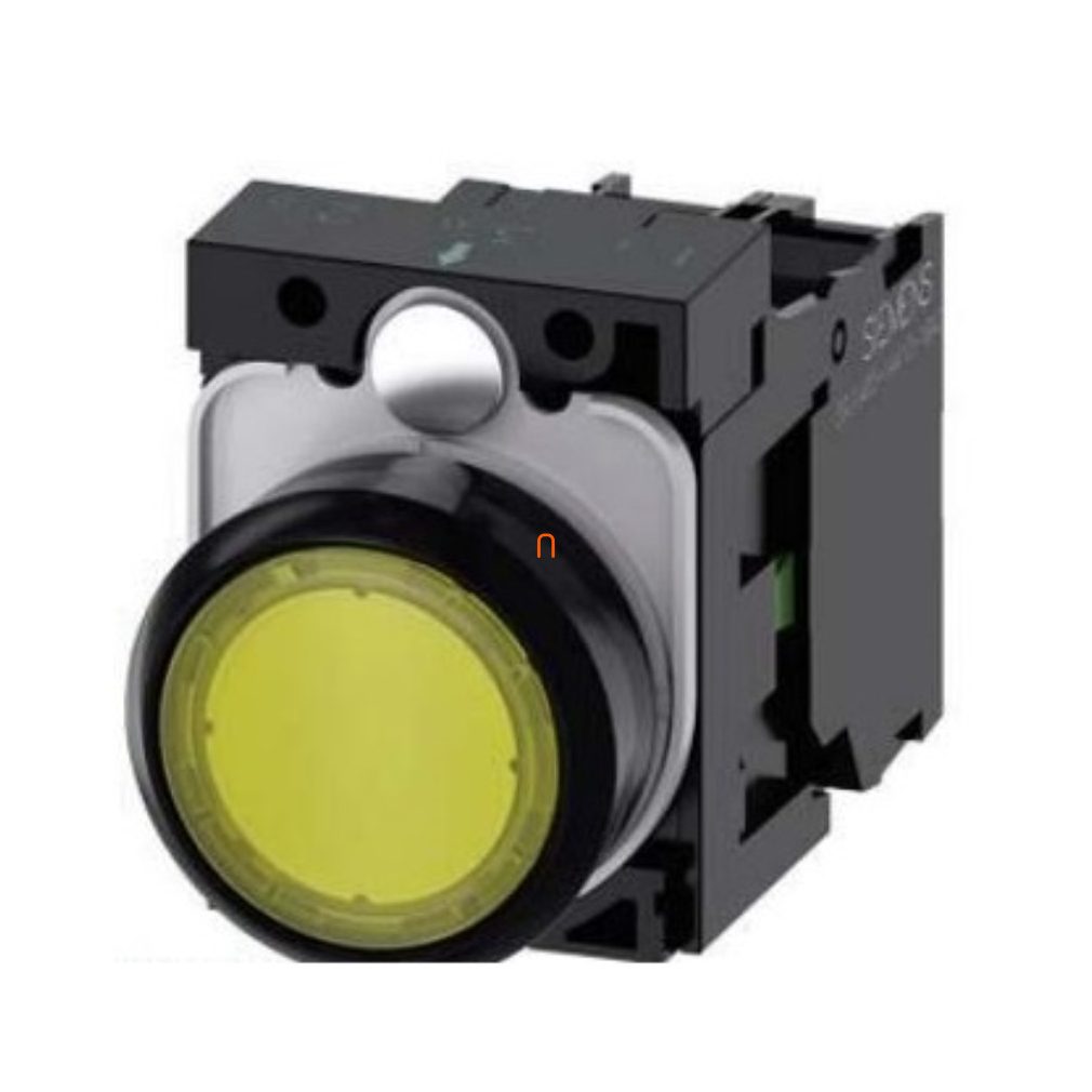 Siemens 3SU1106-0AB30-1BA0 buton iluminat complet, galben, 230VAC, 1NO, cu șurub Sirius