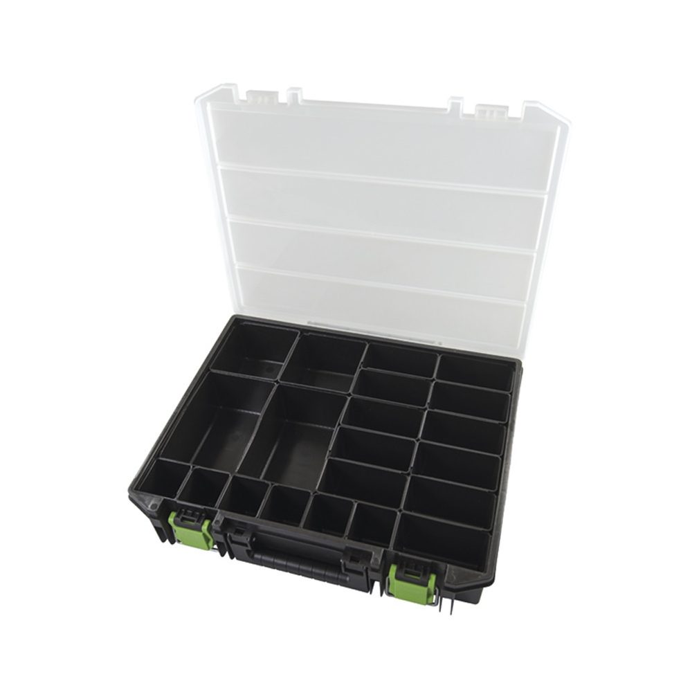 Haupa cutie sortiment din plastic cu 21 compartimente, echipate cu cutii (22
