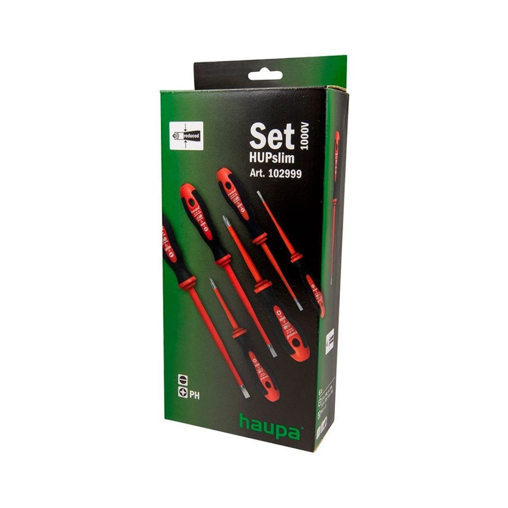 Set de șurubelnițe Haupa, 6 bucăți, 1000 V, Slim PH (VDE), subțire pe