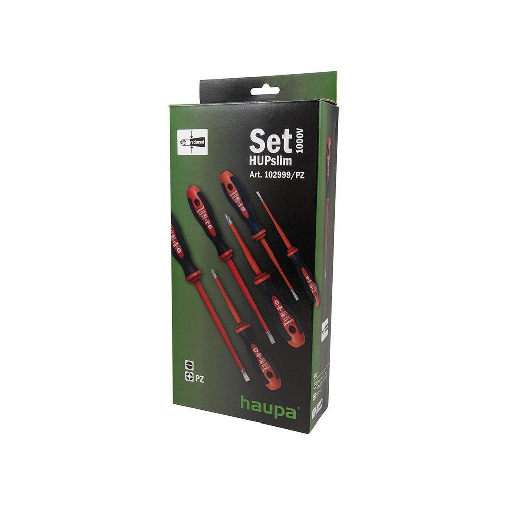 Set de șurubelnițe Haupa, 6 bucăți, 1000 V, Slim PZ (VDE), subțire pe