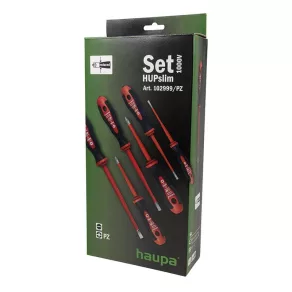   Set de șurubelnițe Haupa, 6 piese, 1000 V, Slim PZ (VDE), cu vârf subțire