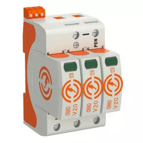   Obo SurgeController V20 cu 3 poli, cu semnal de alarmă la distanță, 280 V 5095283