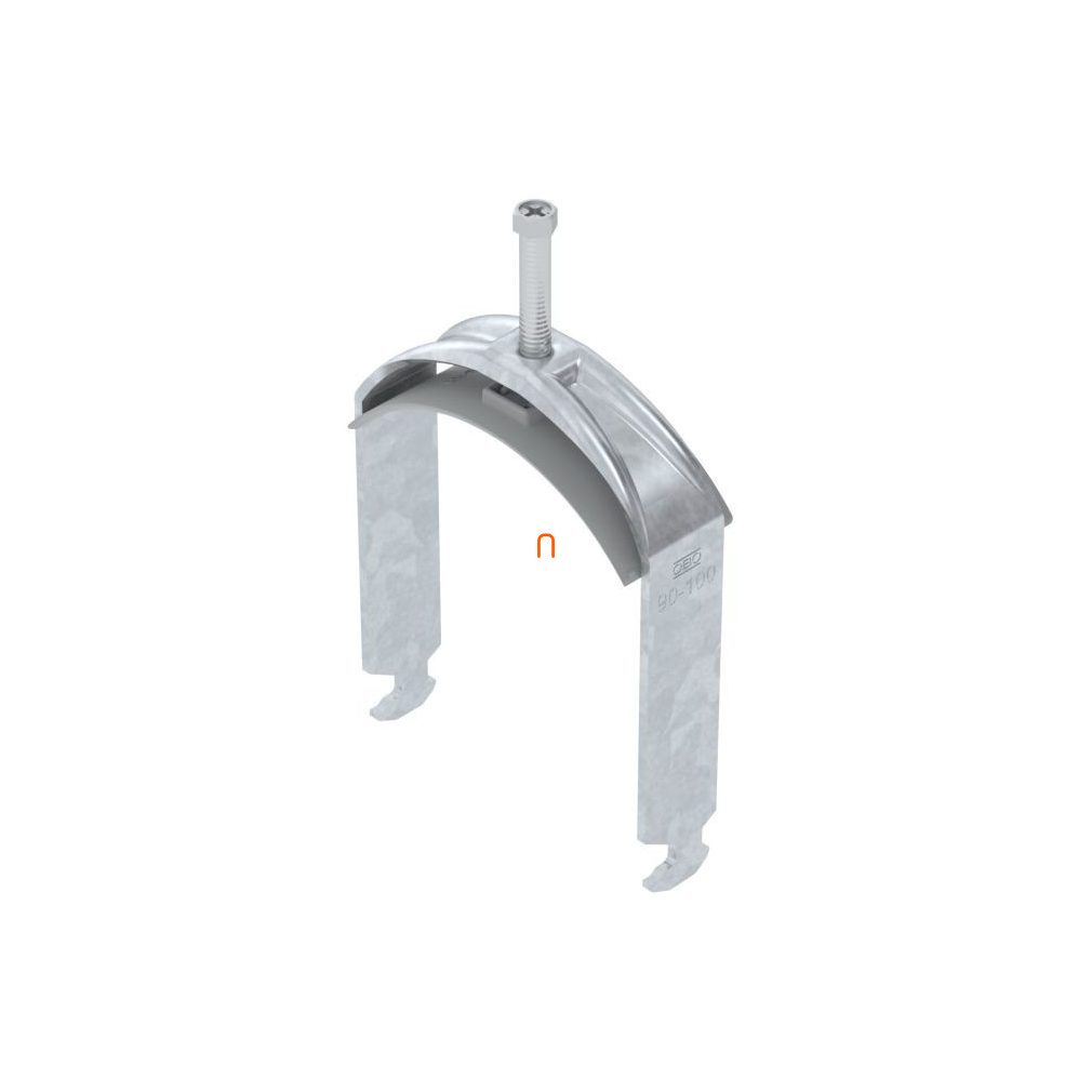 OBO BBS clemă cu șa H-model, zincată la foc, pentru 1 cablu, cu canelură de presare din plastic, pentru lățime de 90-100 mm, 16-17 mm BS-H1-K-100 FT 1186297