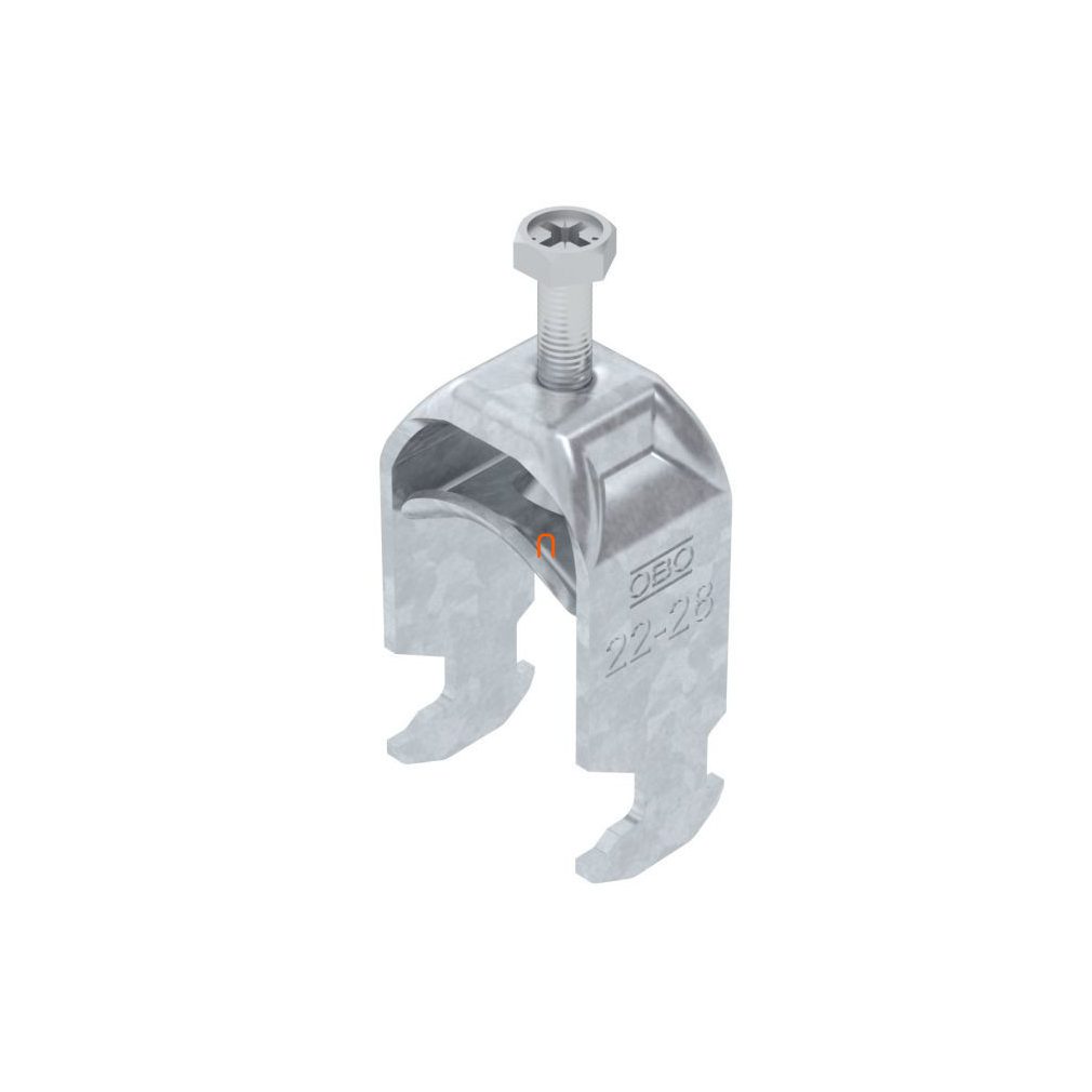 OBO BBS clemă cu șa H-model, zincată la cald, pentru 1 cablu, cu șa metalică, pentru lățime 22-28 mm, 16-17 mm BS-H1-S-28 FT 1186022