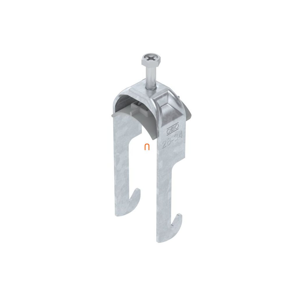 OBO BBS clemă cu șa W-execuție, zincată la cald, pentru 1 cablu, cu canelură de presare din plastic, pentru corniere de 28-34 mm, 40 mm BS-W1-K-34 FT 1187726