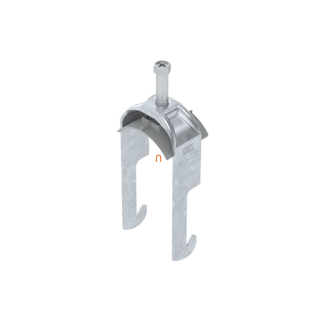 OBO BBS clemă cu șa W-execuție, zincată la cald, pentru 1 cablu, cu canelură de presiune din plastic 40-46 mm, pentru corniere de 40 mm BS-W1-K-46 FT 1187738