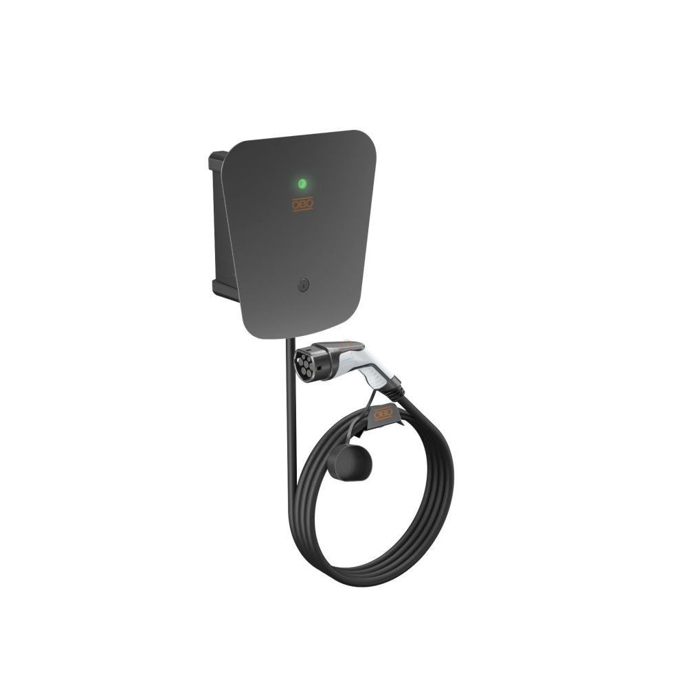 Încărcător electric de perete pentru mașini OBO WB AC BL KS cu cablu de conectare 1xT2, 22 kW, trifazic, cu cheie, IP66 6570022