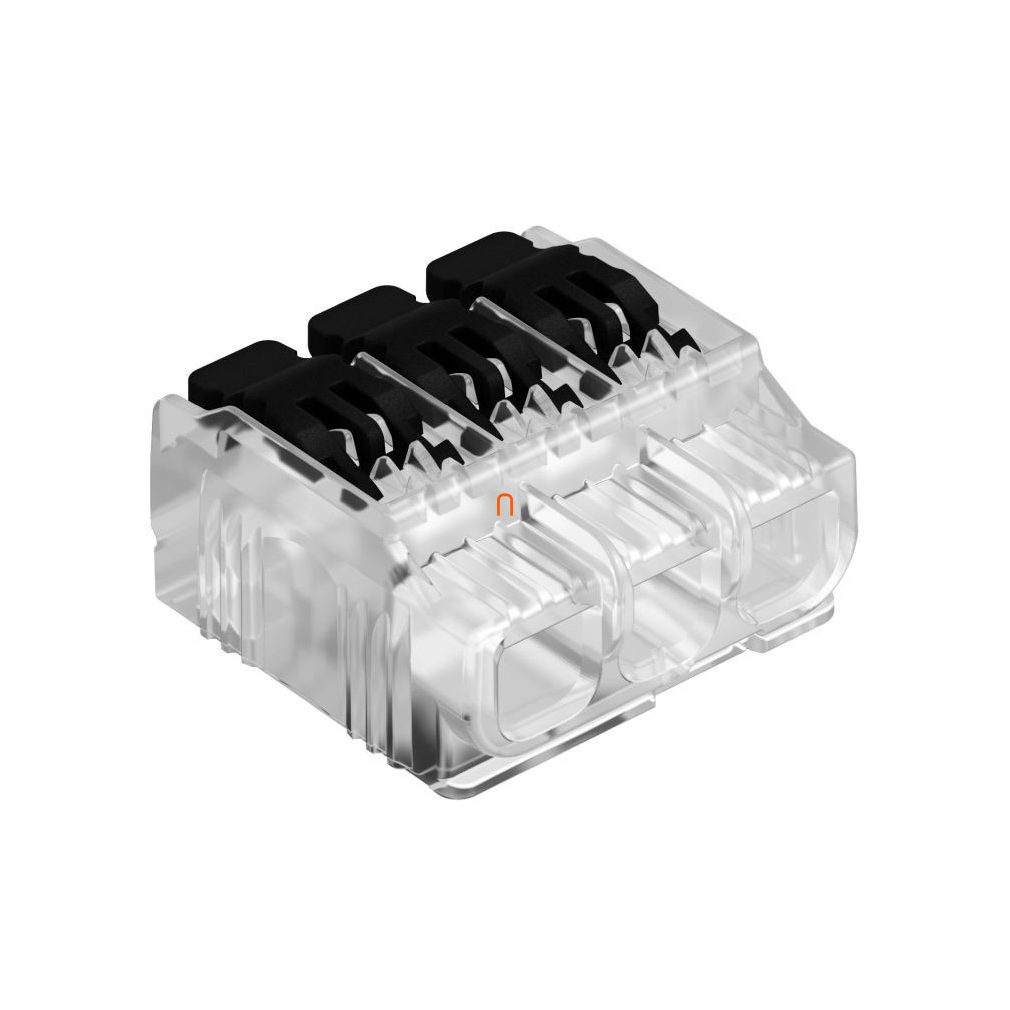 Conector de cablu 3x 0,2-4,0 mm2 universal, transparent, cu manetă de acționare neagră OBO 2054423 (61 HSK43)