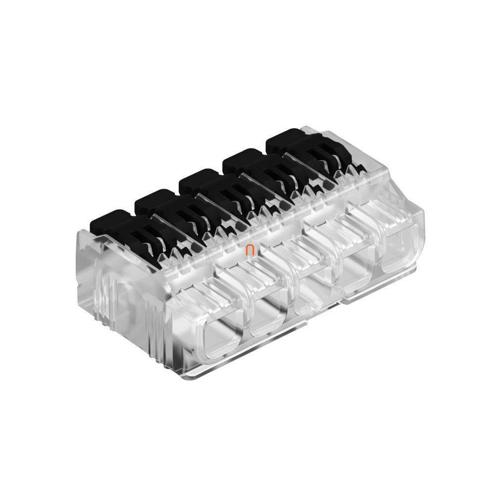 Conector de cablu 5x 0,2-4,0 mm2 universal, transparent, cu manetă de acționare neagră OBO 2054425 (61 HSK45)