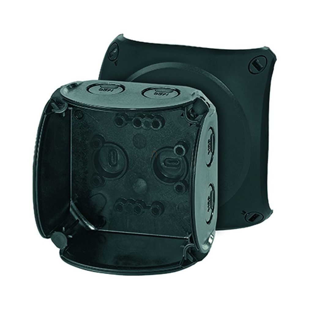 Hensel KF 0200 B Kábelösszekötő doboz kapcsok nélkül, 93x93x62mm IP66 fekete, időjárásálló