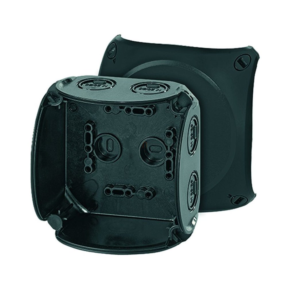 Hensel KF 0400 B kábelösszekötő doboz kapcsok nélkül, 104x104x70mm IP66 fekete, időjárásálló