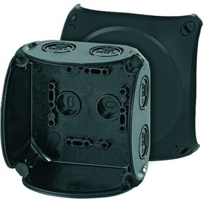   Cutie de conexiuni cablu Hensel KF 0400 B fără terminale, 104x104x70mm IP66 negru, rezistentă la intemperii