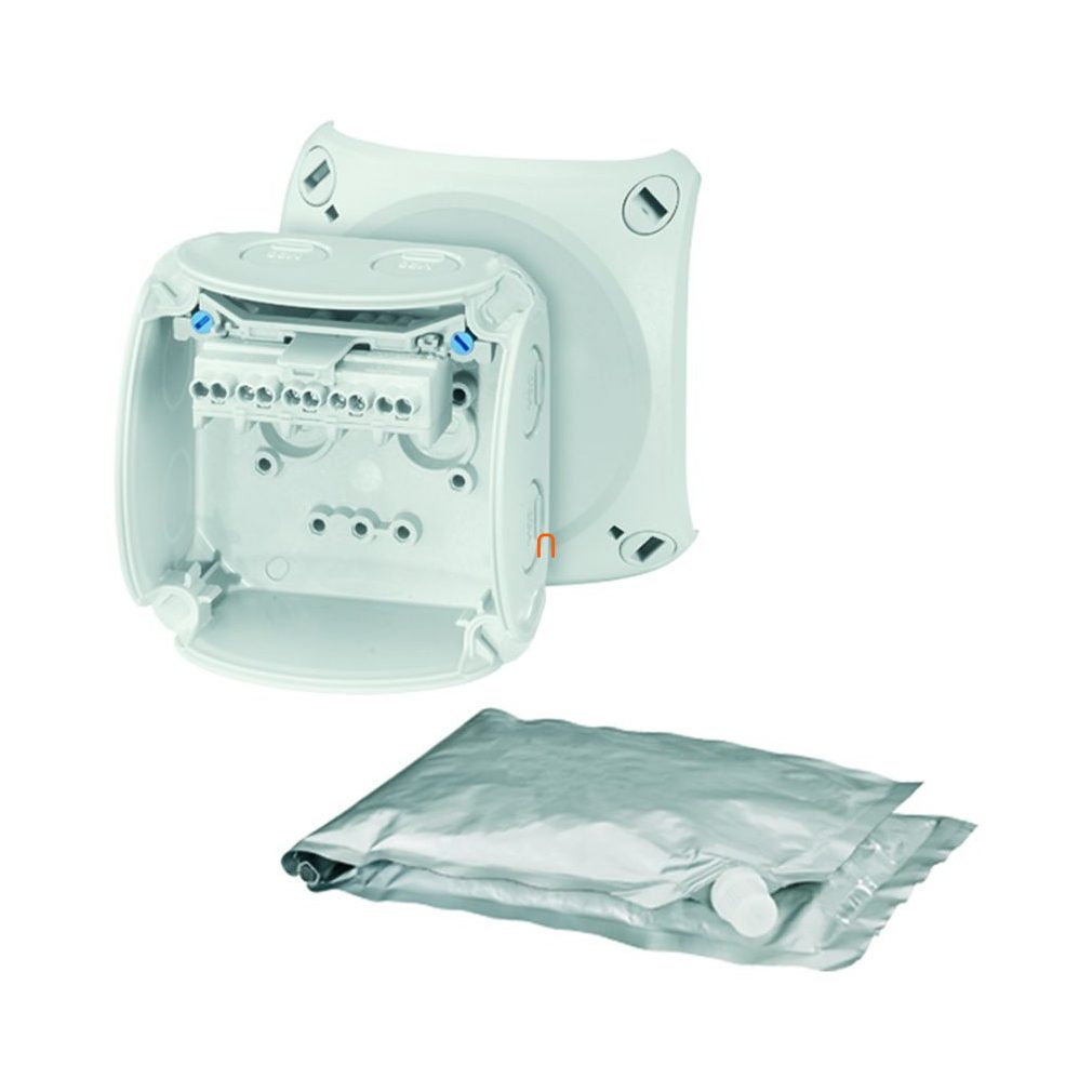 Hensel WP 0202 G Cutie de conectare pentru cabluri rezistente la apă cu masă de turnare, 1,5-2,5 mm2, Cu, RAL 7035 gri 93x93x62 mm