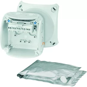   Hensel WP 0202 G Cutie de racordare impermeabilă cu pastă de etanșare, 1,5-2,5 mm², Cu, gri RAL 7035, 93x93x62 mm