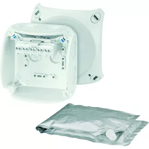   Hensel WP 0402 G Cutie de racordare impermeabilă cu pastă de etanșare, 1,5-2,5 mm², Cu, AL și Cu, gri, 104x104x70 mm 62000099