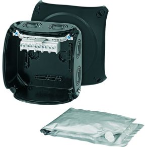   Hensel WP 0604 G Cutie de racordare cablu impermeabilă cu compus de etanșare, 130x130x77mm, 1,5-4 mm2, Cu, RAL 7035 gri