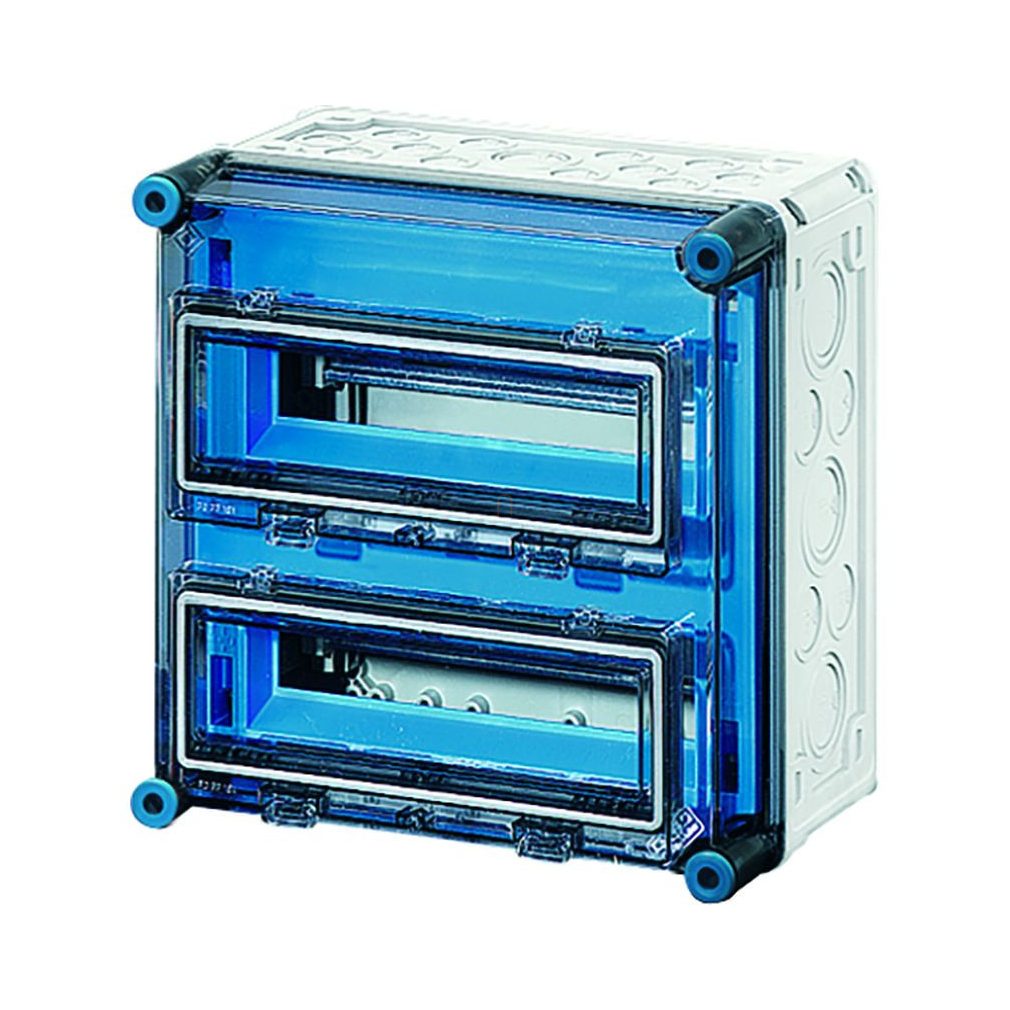 Hensel Mi-1222 cutie de siguranțe 2x12x18mm, cu cleme PE+N, cu 2 capace