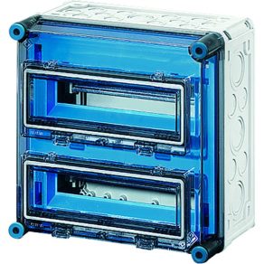   Dulap pentru întrerupătoare mici Hensel Mi-1222, distanță 2x12x18 mm, terminale PE+N, 2 capace cu fixare prin clip