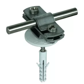   DEHN 286819 Suport pentru cablu cu clemă de fixare NIRO Rd 7-10/FI pentru 30 mm, cu șurub pentru lemn și dibluri LH ZS 7.10 FL30 AS KD8X40 V2A
