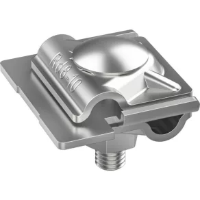   DEHN Clema cu cap de fixare NIRO, interval de prindere 0,7-10 mm, cu cot și suport de prindere pentru Rd 6-10 mm 365229