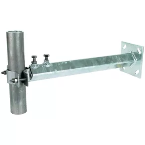   Dehn 105343 Clemă de fixare pe perete St/tZn-NIRO pentru țevi de susținere cu diametrul de 40-50 mm, cu distanță variabilă față de perete de 400-700 mm