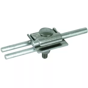   Clemă pentru bară de prindere DEHN FS, D 10 mm, Al, pentru racord dublu, pentru Rd 8-10 mm, 380110 FSK 3X8.10 FRM10X50 AL