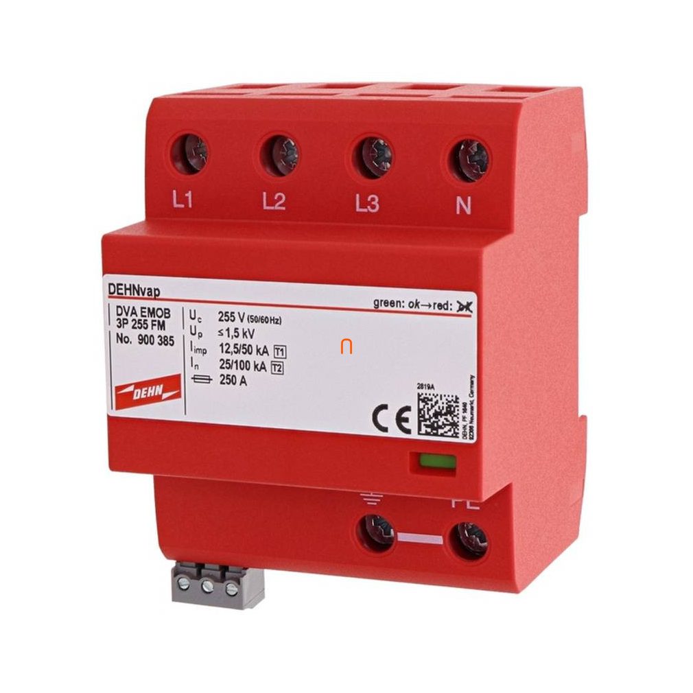 DEHN Dispozitiv combinat de protecție împotriva descărcărilor atmosferice de tip 1+2 optimizat pentru aplicații E-mobilitate 900385 DVA EMOB 3P 255 FM