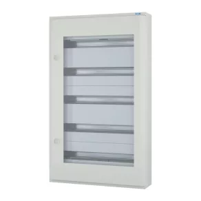   Cutie de distribuție completă Eaton pentru montare pe perete, cu ușă transparentă, IP30, bf-ot-5/120-g-c-103112