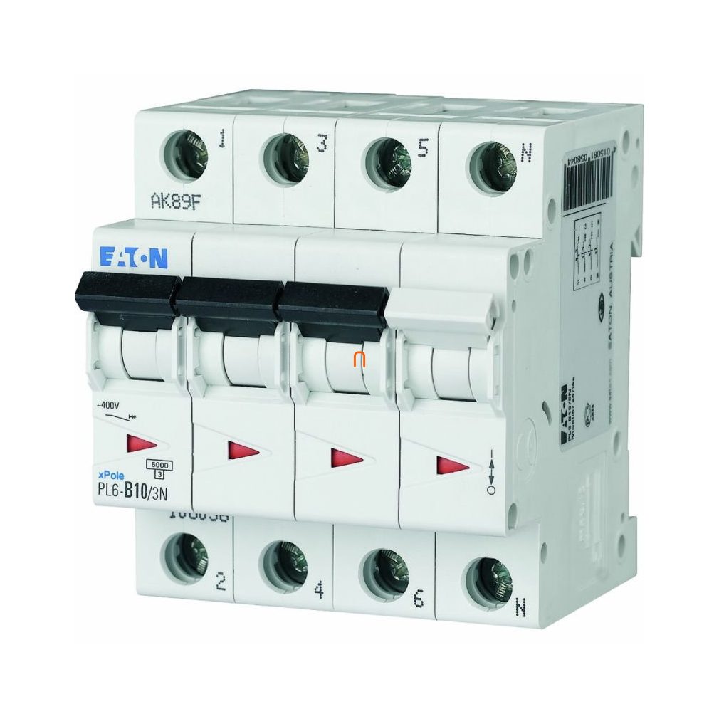 Disjunctor miniatural 3P+N B 10A 6kA PL6-C10/3N