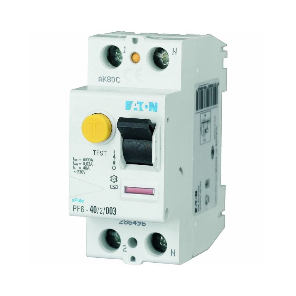 Eaton 112924 PF6-40/2/003-A Întrerupător de protecție a curentului 6kA 2 poli, 30mA, tip A