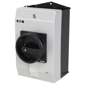   Întrerupător principal Eaton, tripolar, 32 A, închis, cu placă de protecție, p1-32/i2h/mbs/svb-sw-182418