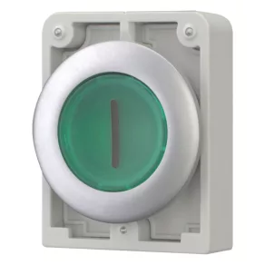   Buton iluminat Eaton, 30 mm, plat, verde „i”, m30c-fdl-g-x1-182957