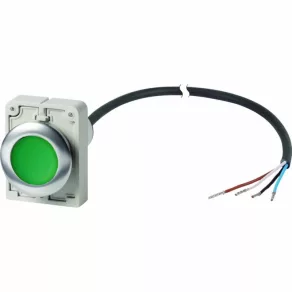   Buton Eaton plat, 30 mm, 1NO, verde, 1 m, deschis, C30C-FD-G-K10-P62-186050