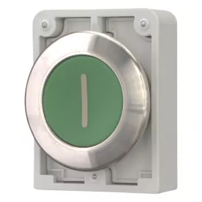   Buton Eaton, metalic, 30 mm, plat, verde, „i”, m30i-fd-g-x1-188100