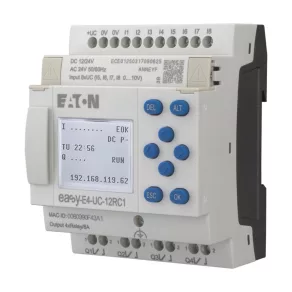   Eaton 12/24 V UC, releu de control; 8di(4ai)/4ro, afișaj, eth, easy-e4-uc-12rc1-197211