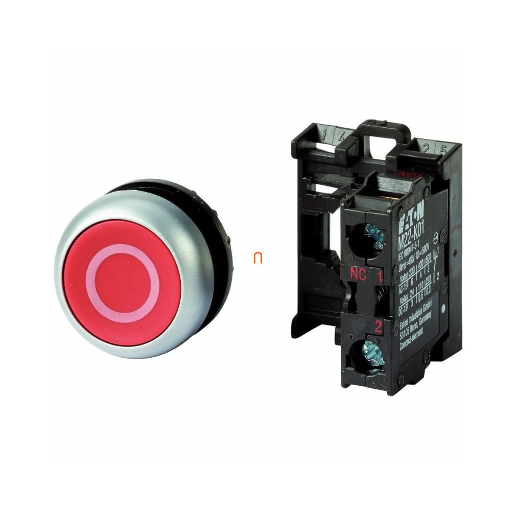M22-D-R-X0/K01 Nyomógomb komplett, lapos, piros, előlapra rögzíthető EATON 216510