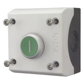   Buton verde turnat Eaton, plat, „i”, 1 contact de deschidere + 1 contact de închidere, complet, m22-d-g-x1/kc11/i-216522