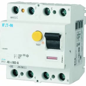   Întrerupător de protecție împotriva supratensiunii Eaton de 10 kA, cu patru poli (se recomandă înlocuirea cu 263611), pf7-40/4/003-de-263586