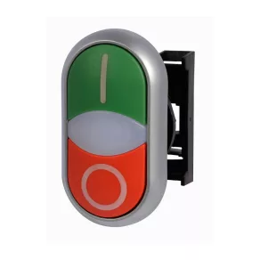   Buton dublu iluminat Eaton, butonul „0” evidențiat, m22-ddlm-ws-x1/x0-284832