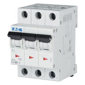 Întrerupător miniatural Eaton, 6 kA, 3 P, pl6-b6/3-286586