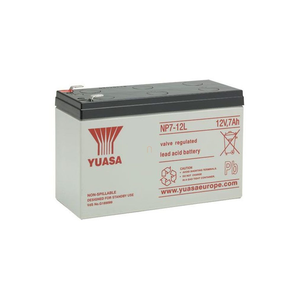 Baterie 12V 7Ah Yuasa NP7-12L, conector Faston 6,35, plumb-acid gel, 151x65x97,5mm, alimentare neîntreruptă (UPS), pentru telecomunicații, tehnică de incendiu și securitate, sisteme de iluminat de urgență